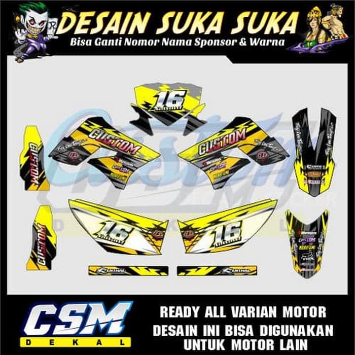130 DEKAL DECAL MOTOR KLX 150 DTRACKER OLD L S STIKER STICKER STRIPING BODY custom kuning petir