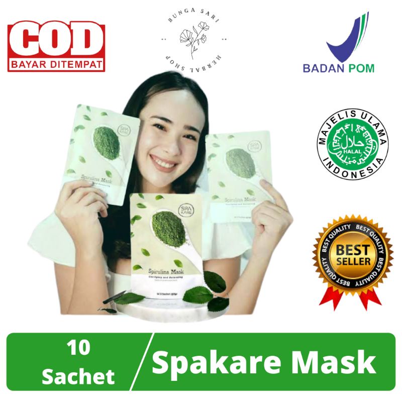 Jual SPAKARE Mask Masker wajah Spirulina Murah 10 Sachet Shopee Indonesia