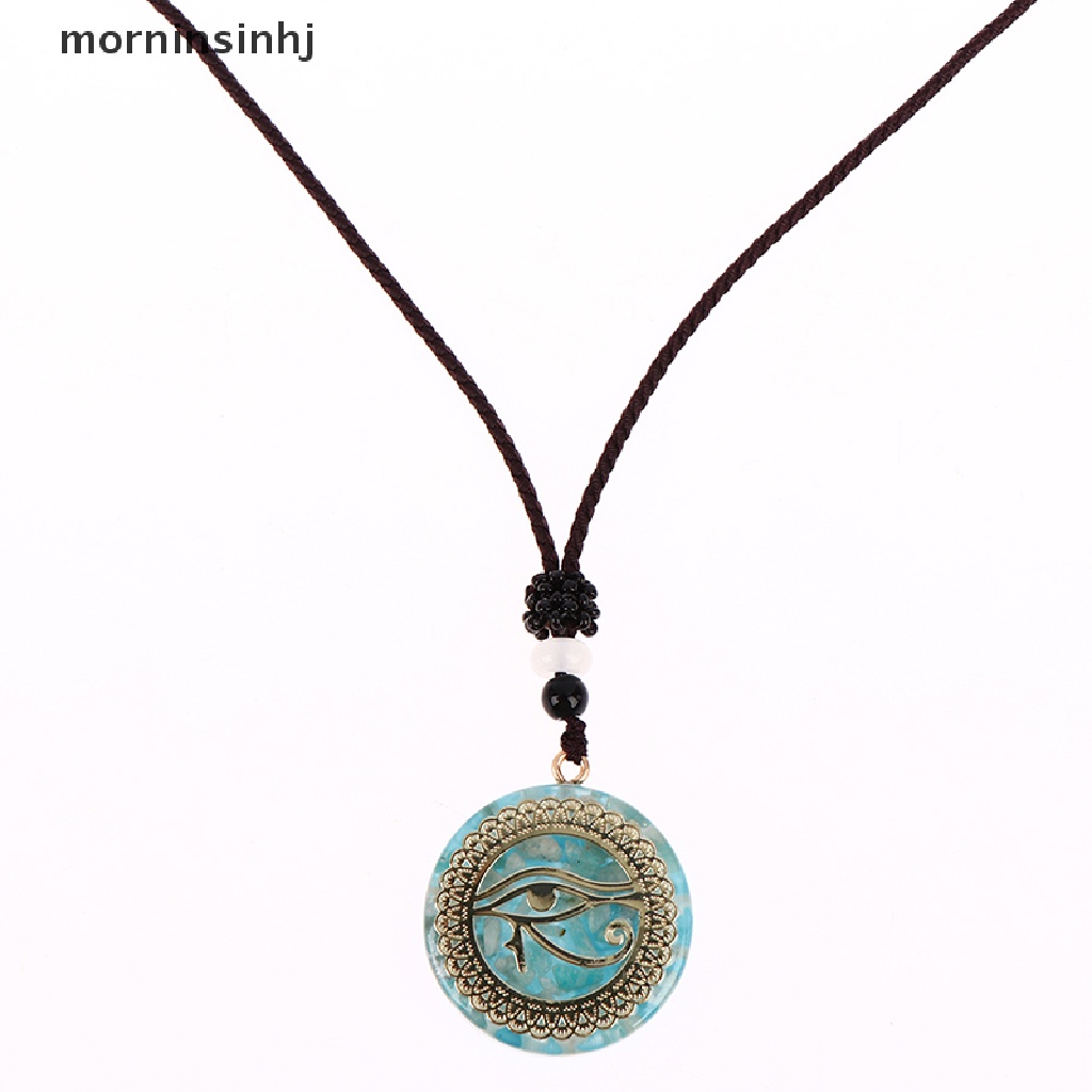 Mornin 1pc Kalung Rantai Liontin Mata Horus Amazonite Untuk Pria / Wanita