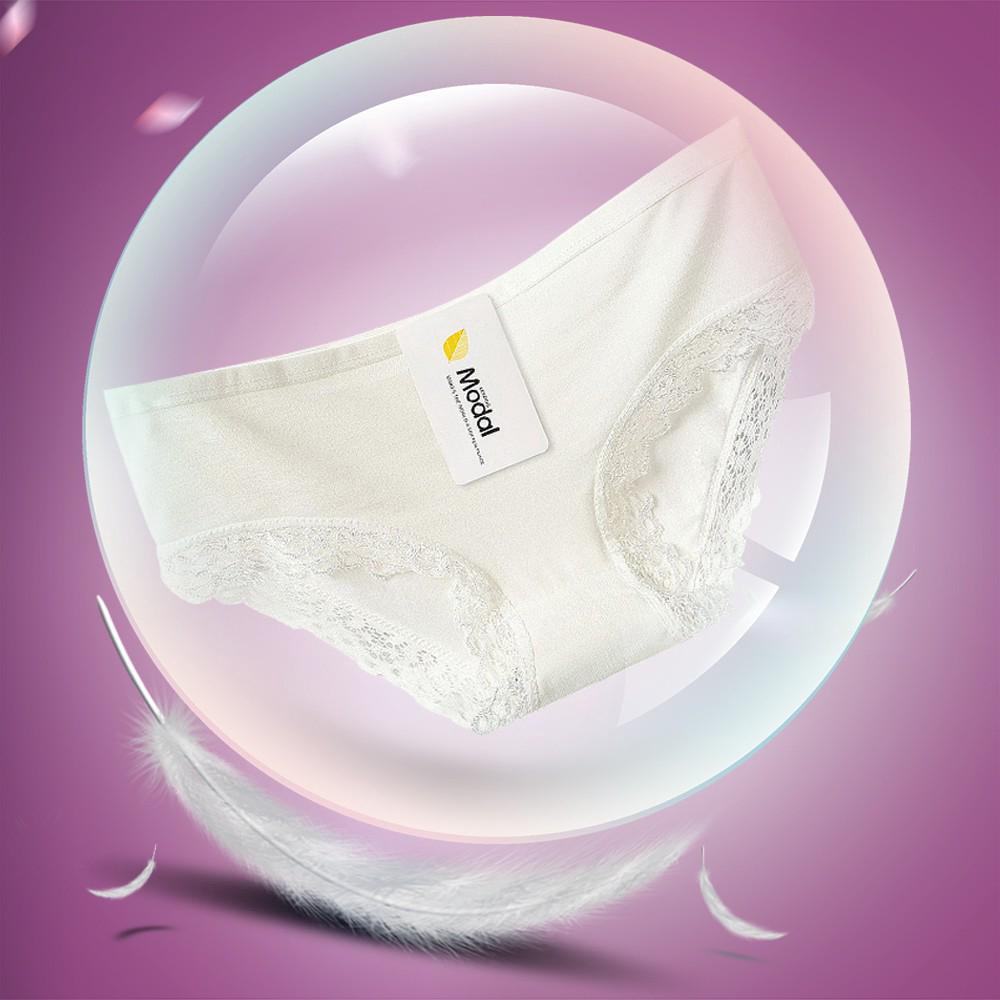 Celana Dalam Brief Bahan Katun Aksen Renda Warna Polos Celana Dalam Brief Bahan Katun Aksen Renda Warna Polos