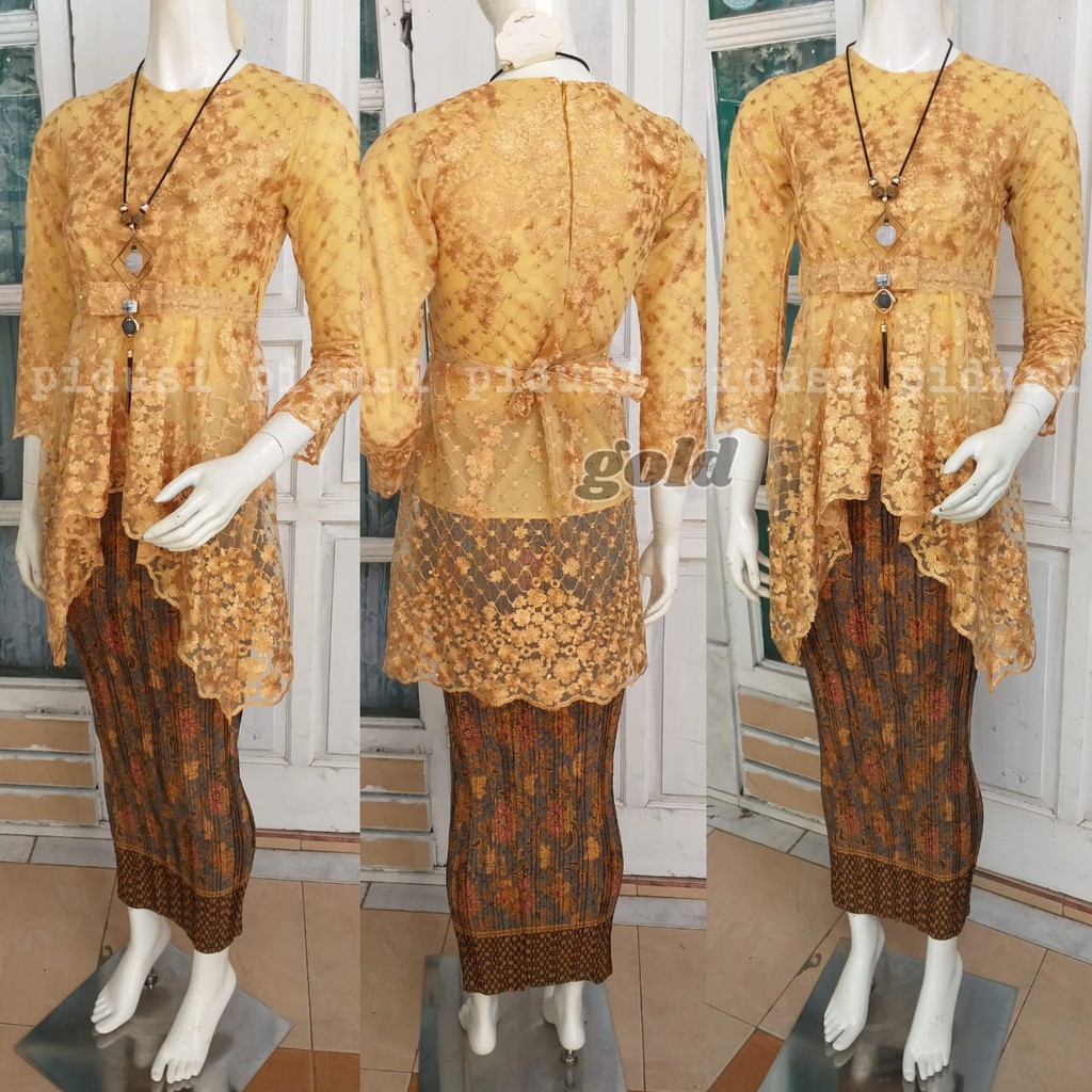 SET KEBAYA TULLE PINQUIN MUTIARA BORDIR