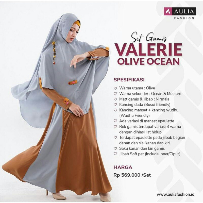 SET GAMIS VALERIE OLIVE OCEAN BY AULIA TERBARU