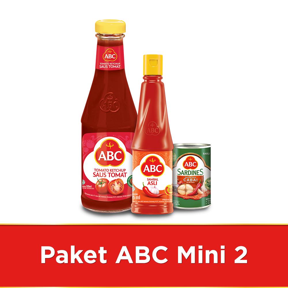 

ABC Sambal Asli 275 ml + Saus Tomat 335 ml + Sarden Saus Cabai 155 g - ABC Paket Mini 2