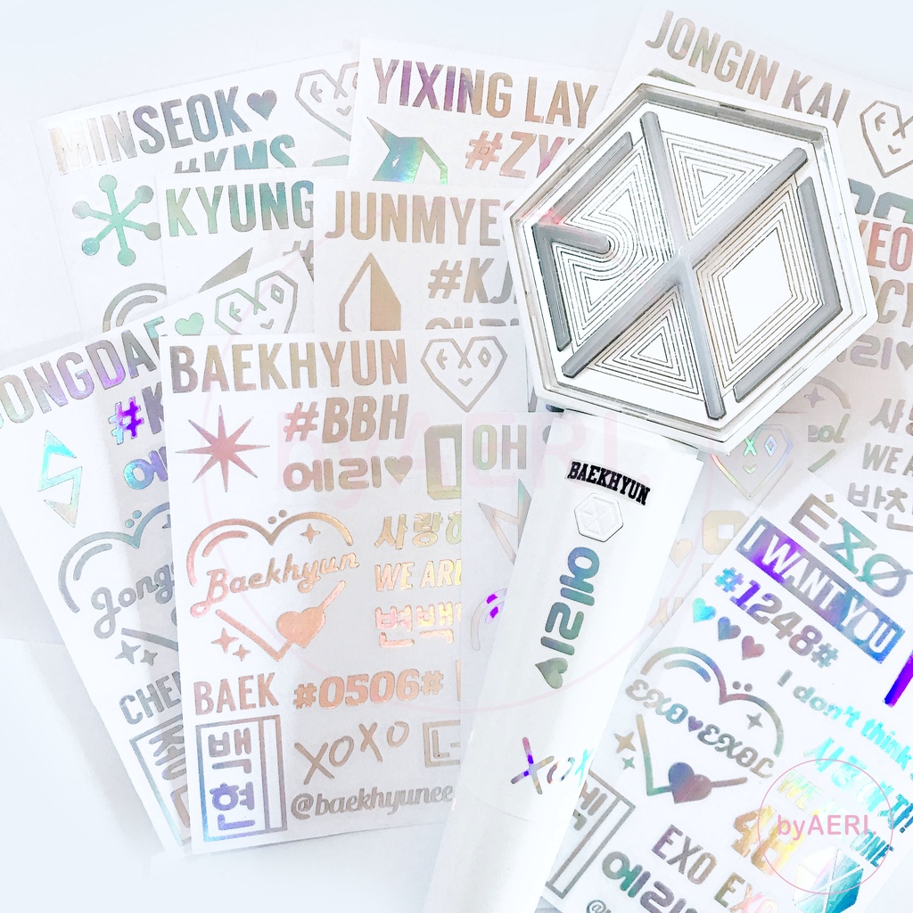 E X O HOLOGRAM STICKER SHEET (Sticker Hologram Lembaran Cutting) A6 SIZE