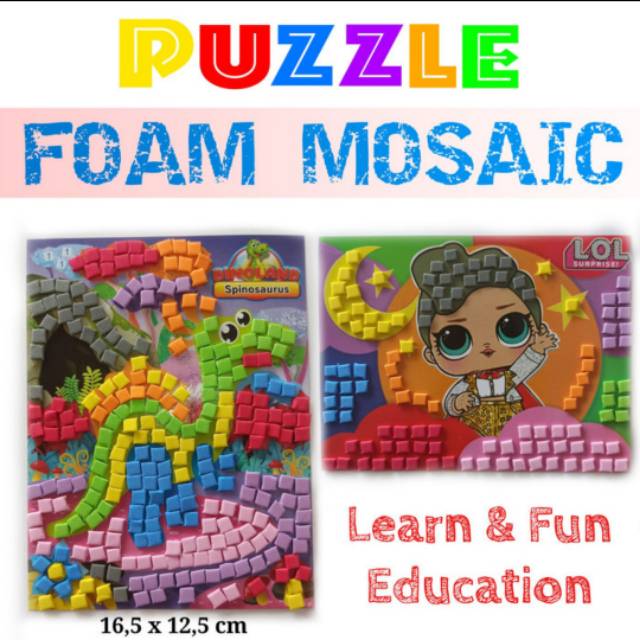 DIY PUZZLE FOAM MOSAIC MAINAN  EDUKASI  ANAK  PAUD TK SD  