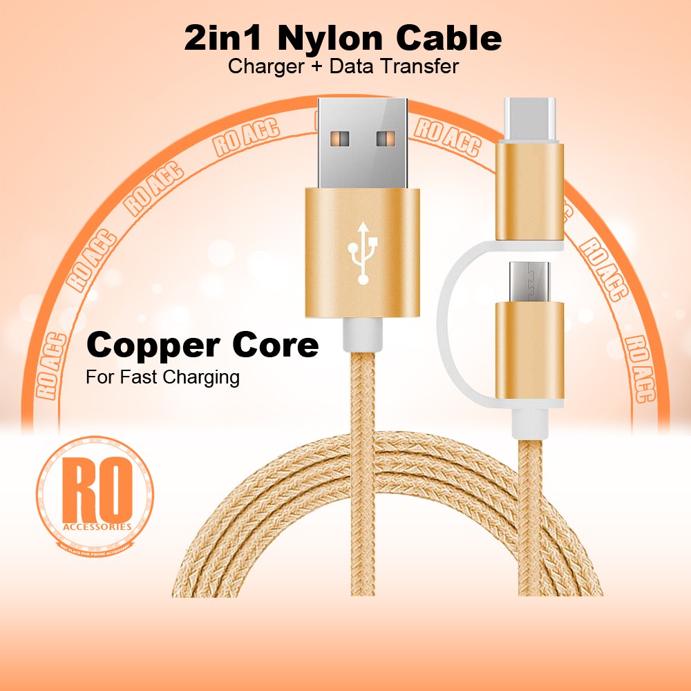 [RO ACC] NVN-KD07 2IN1 KABEL DATA FAST CHARGING MICRO USB TYPE C