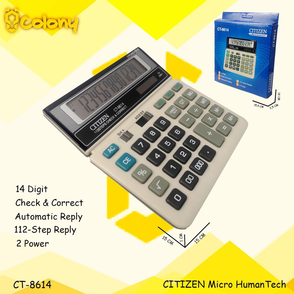 

Kalkulator Citizen CT-8614 Kalkulator Besar Digital Dagang Sekolah Kantor Jumbo 14 Digit