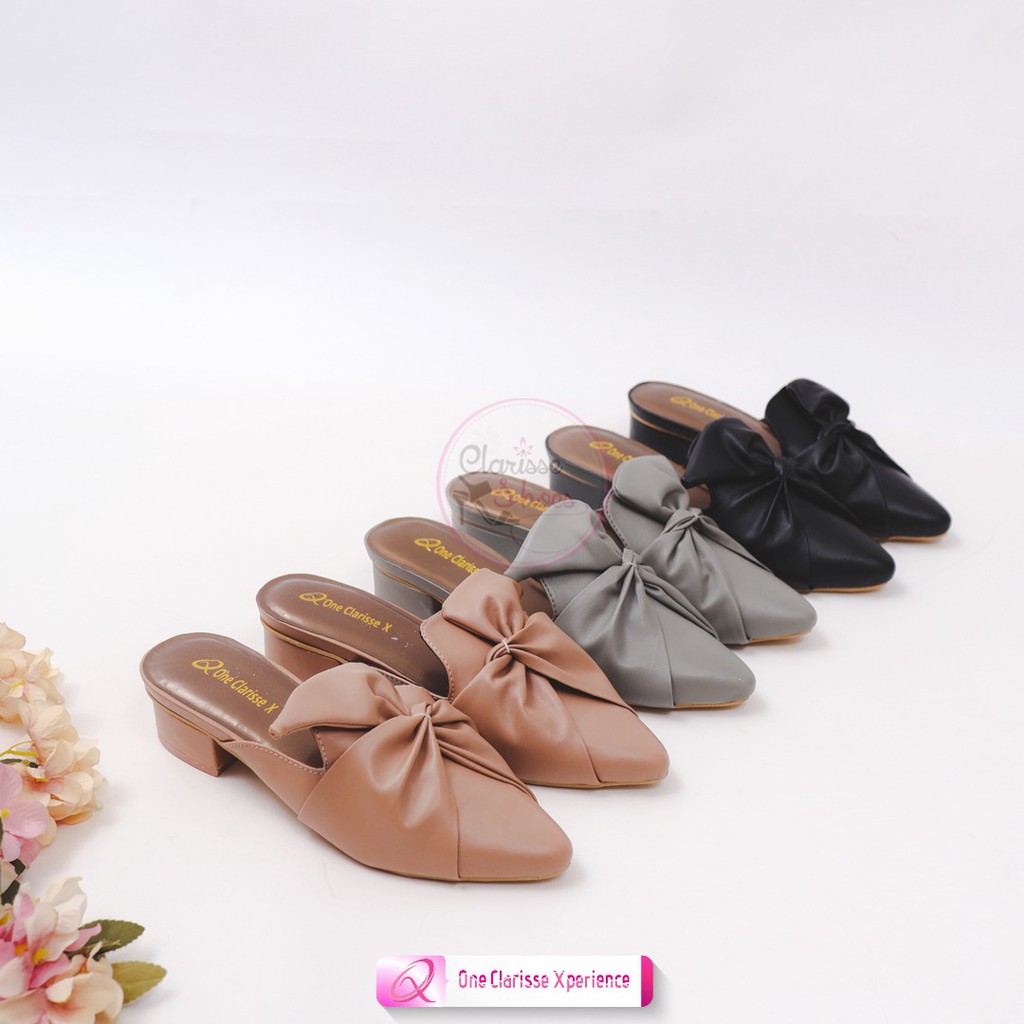 Clarisse KAOLA Sandal Selop Wanita Hak tahu tinggi 4cm kulit Sintesis