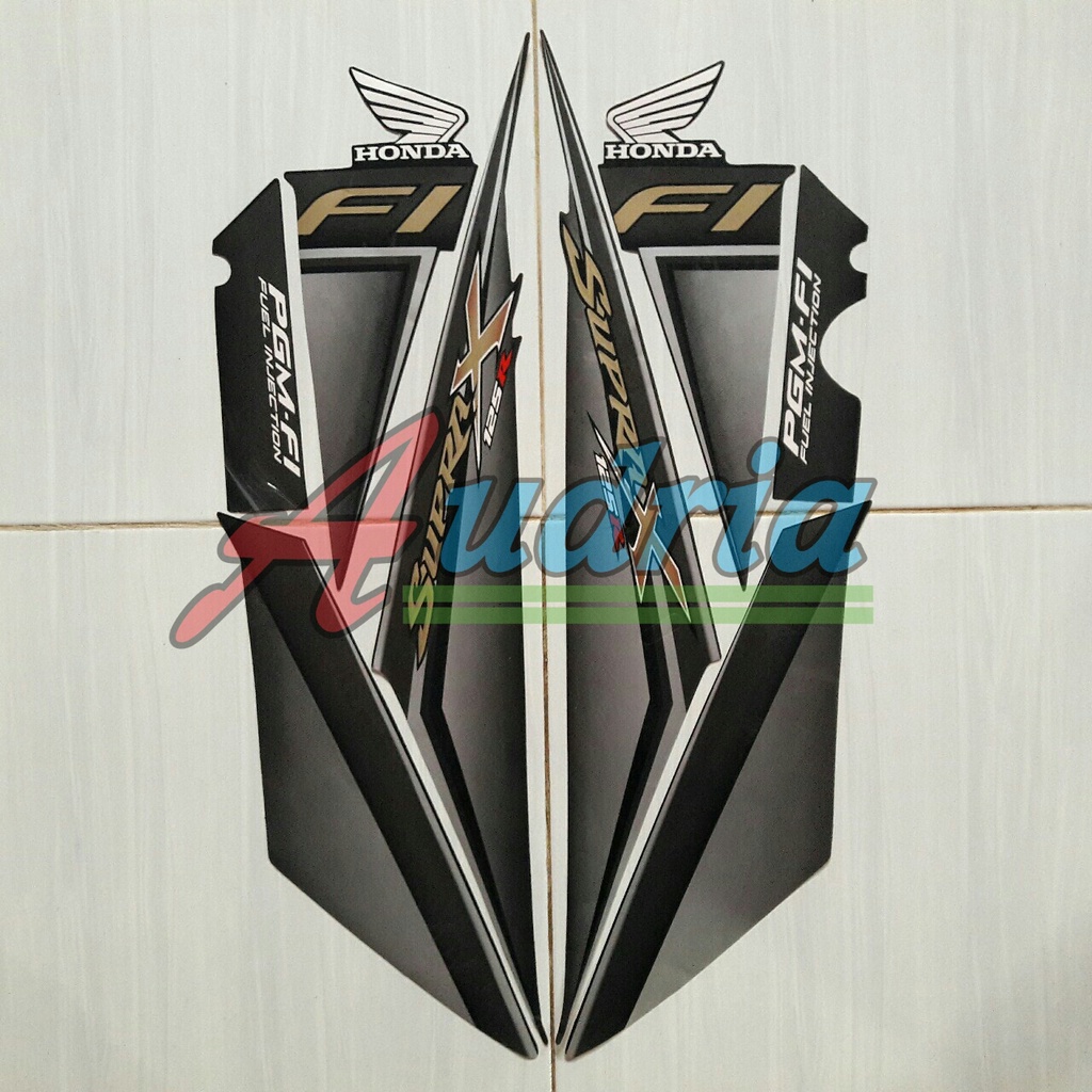Striping sticker motor honda supra x 125 fi 2009 abu-hitam