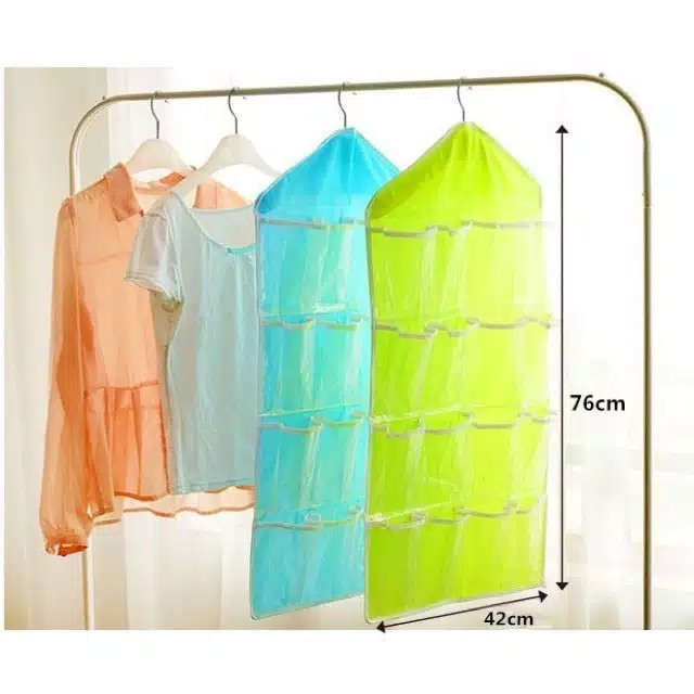 ☀ Sunly ☀ A069 Pouch Hanging Organizer 16 Sekat Korean Set Tempat Celana Dalam Gantung