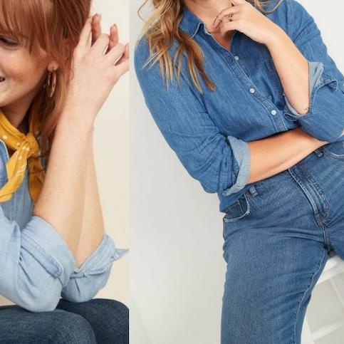 ✧ OLD NAVY Relaxed Chambray Classic Shirt | Kemeja Denim Wanita - 2464 ☪