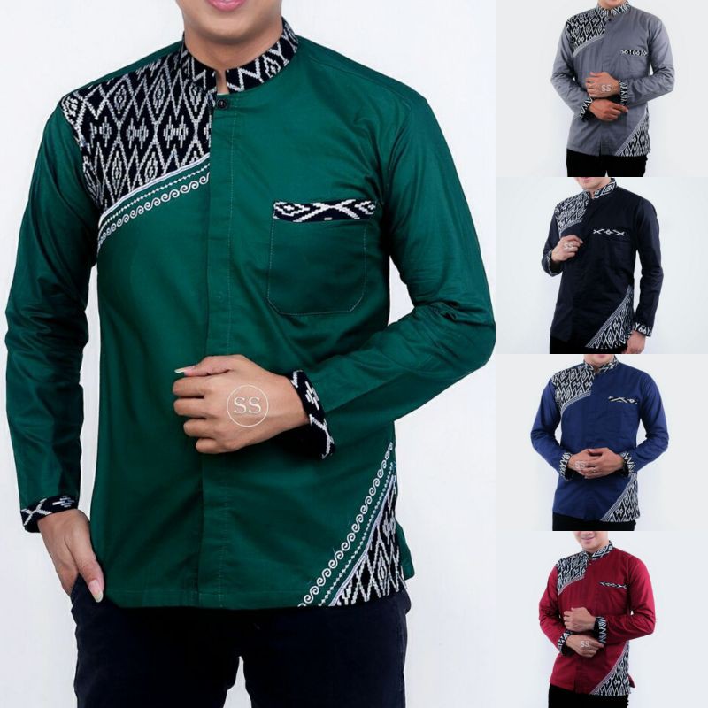 Baju Koko Pria Dewasa Lengan Panjang / Koko Syubbanul Muslimin / Koko Kombinasi Batik