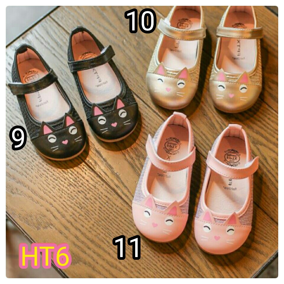 HT6  GIRL SHOES 9 BLACK,  10 GOLD, 11 PINK