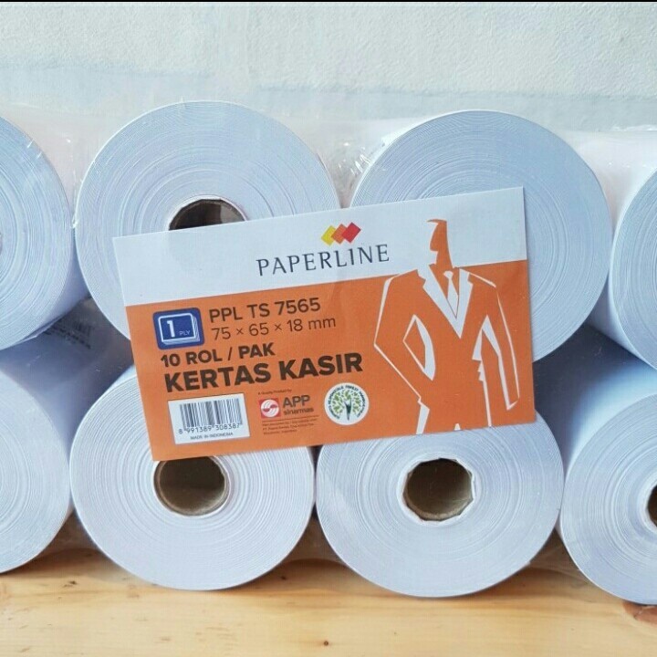 

10 ROL KERTAS STRUK KASIR UKURAN 75X65 / 75 X 65 PAPERLINE