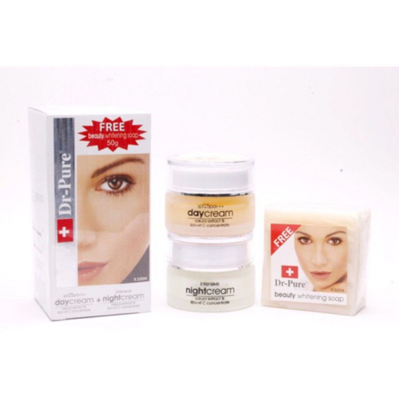DR PURE PAKET KRIM SIANG DAN MALAM PLUS SABUN / PAKET DR PURE LENGKAP