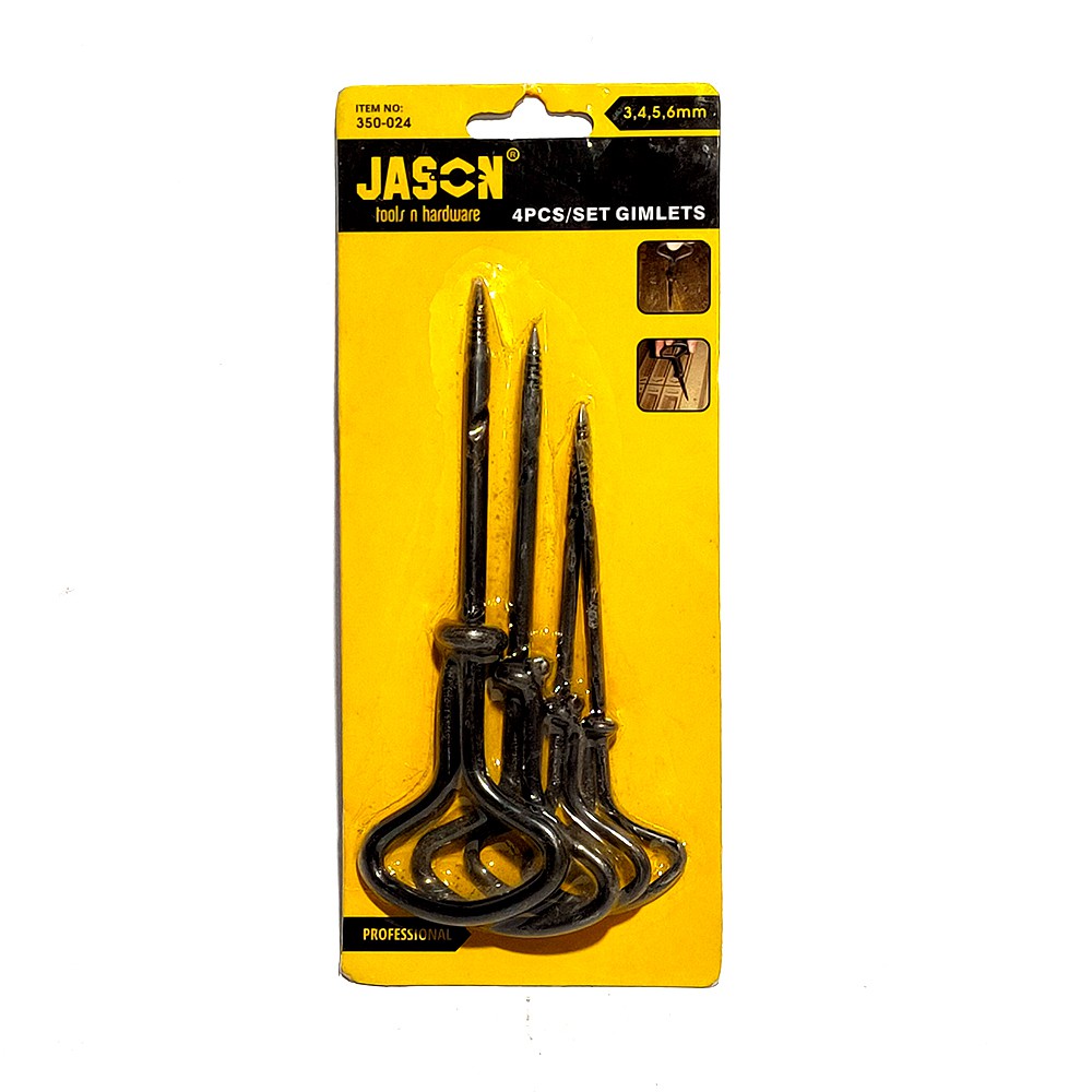 BOR TANGAN JASON UNTUK KAYU / UNCEK / BOR KAYU / BOR TANGAN SET JASON 4 PCS