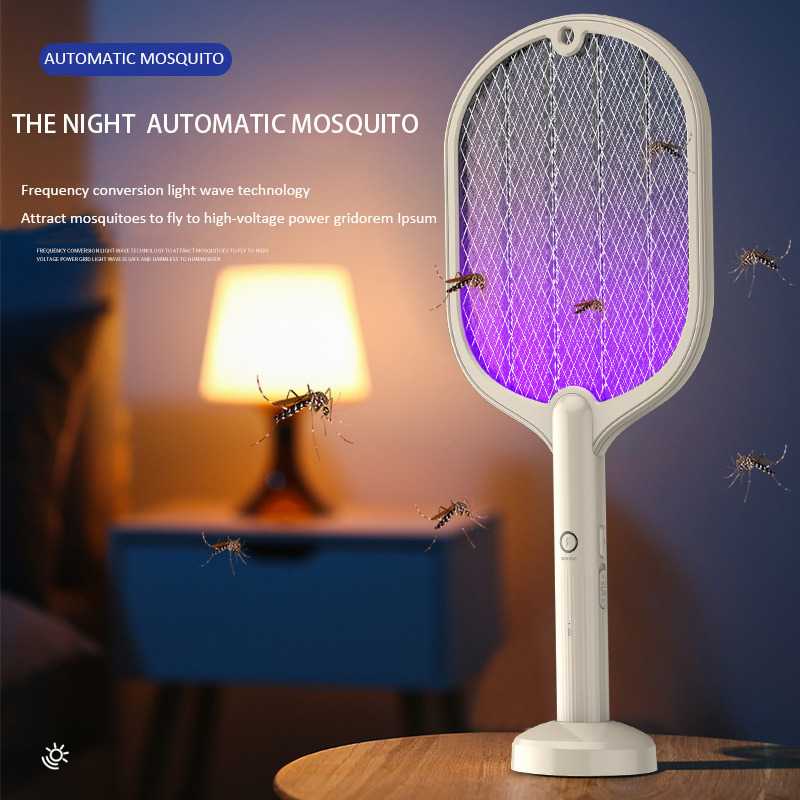 Raket Stand Nyamuk 2 in 1 Electric Mosquito Racket Rechargeable CE2