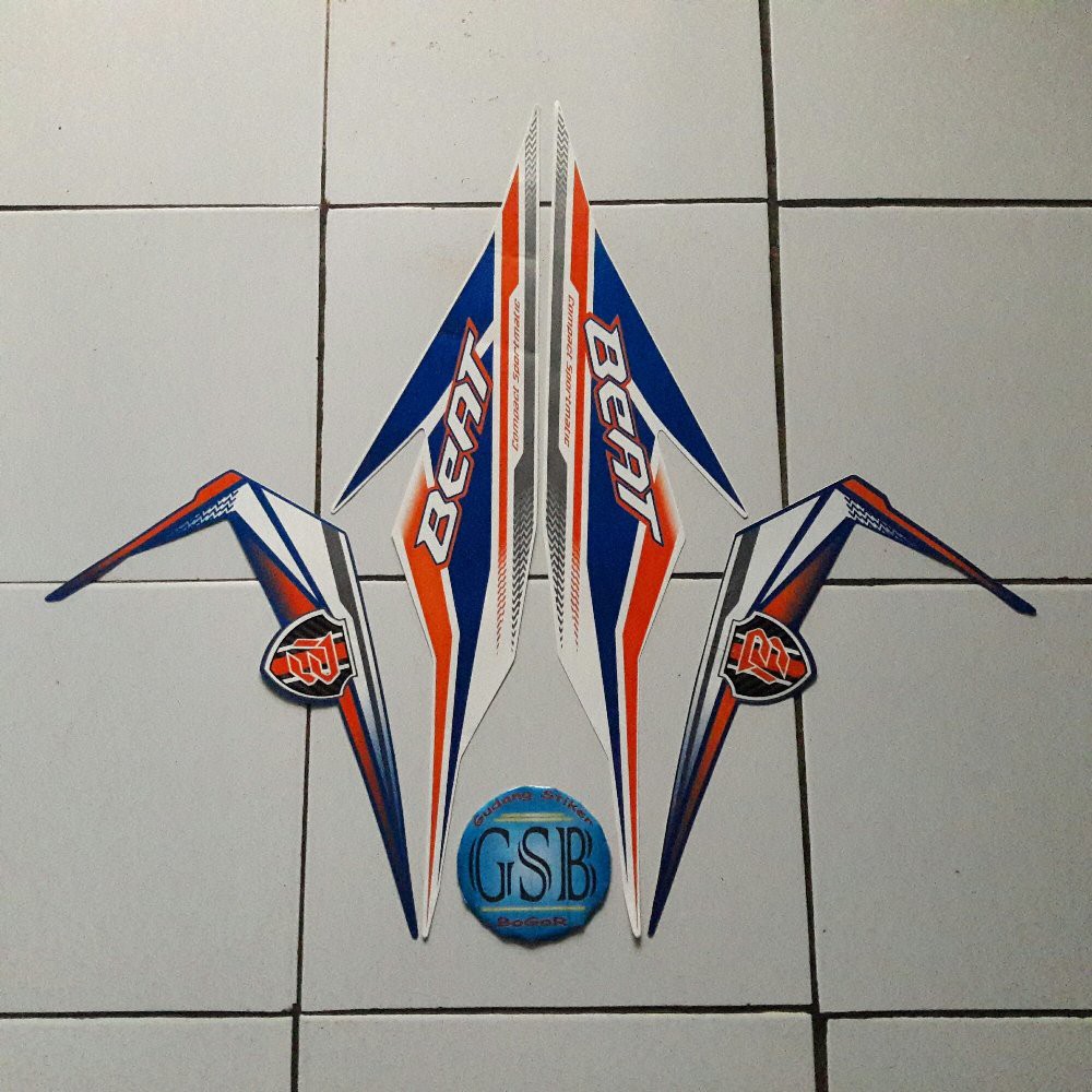 Variasi Stiker Lis Body Motor Honda Beat Fi Cbs 2019 Putih Biru Orange Shopee Indonesia
