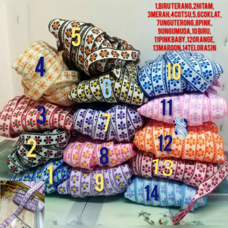 

PER METER,PITA BABY BORDIR MULTI WARNA LEBAR 1CM