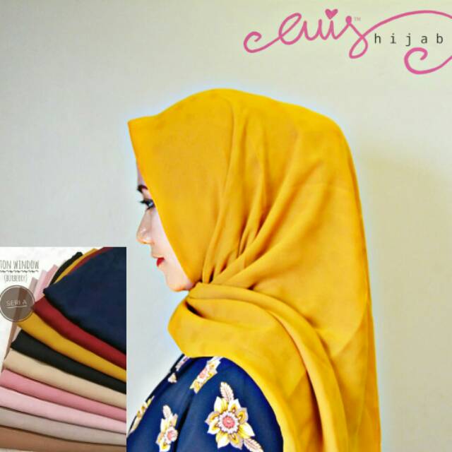 Hijab/ Jilbab Segiempat Potton Burberry Kuning Kunyit