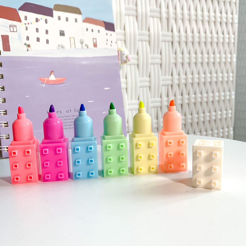 

STABILO MARKER 6 SUSUN BENTUK LEGO TINGKAT WARNA WARNI / HIGHLIGHTER / STABILO LEGO WARNA PASTEL LUCU UNIK BISA COD