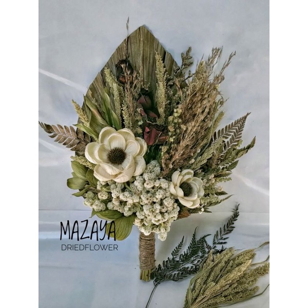 buket palem - buket bunga kering - buket prewedding kode.plm02