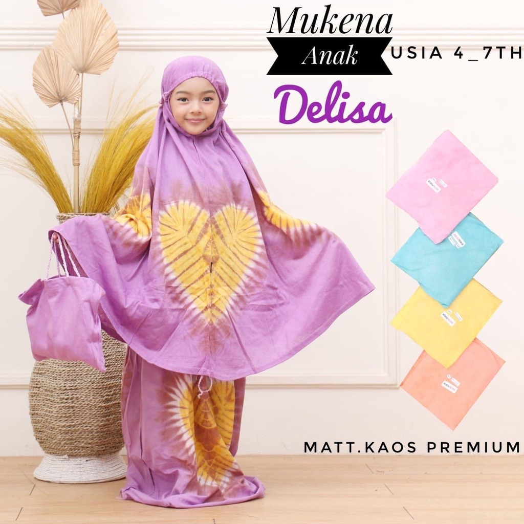 MUKENA ANAK PEREMPUAN 2 - 10 TAHUN TIE DYE COTTON KAOS KEKINIAN MUKENA BALITA LUCU HANDMADE