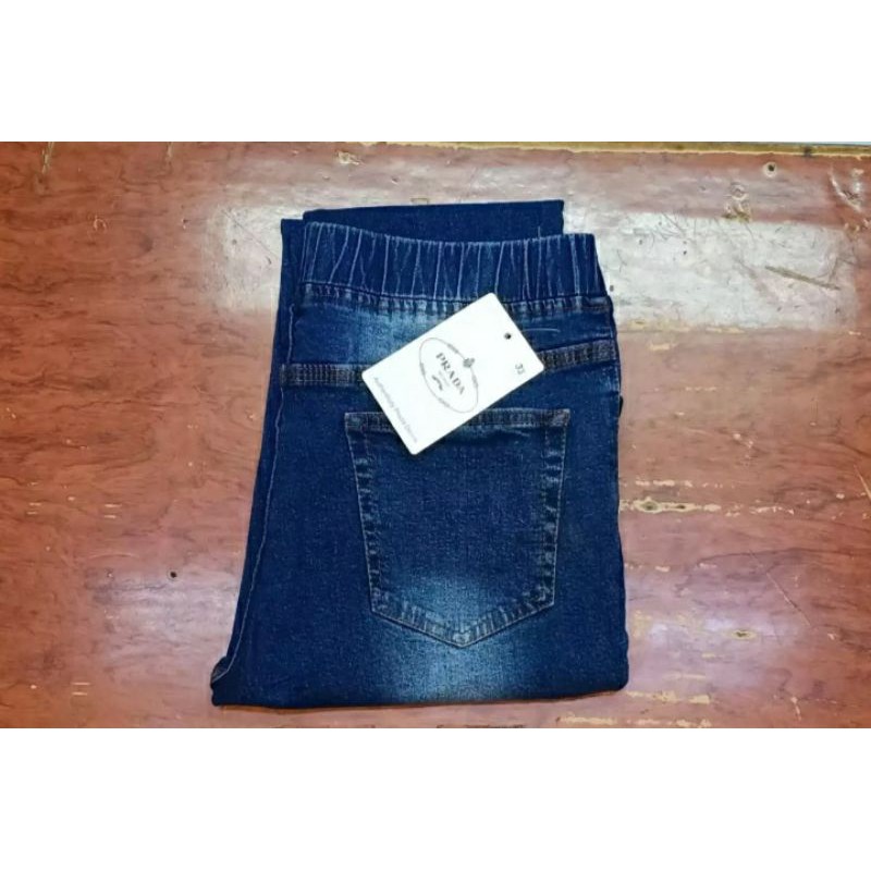 Celana legging jeans wanita pinggang karet size 27-34