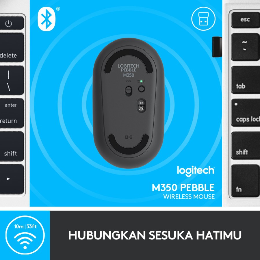 Logitech Pebble M350 Mouse Wireless Bluetooth Slim Silent