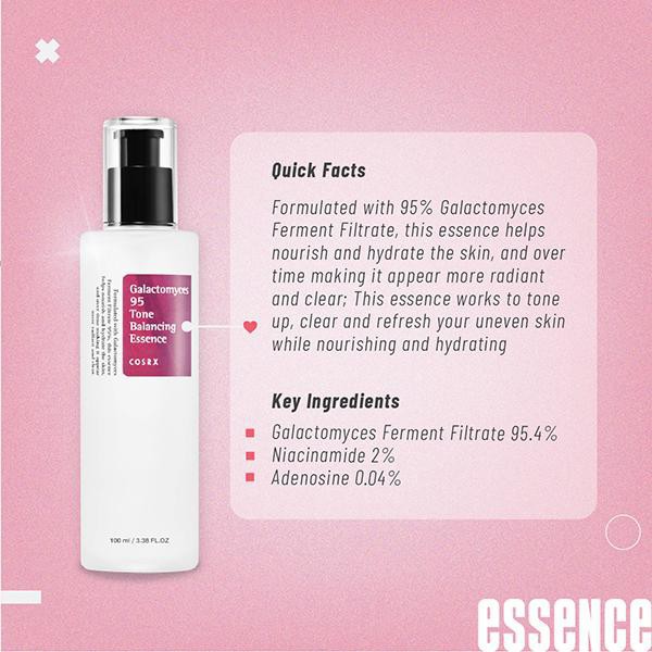 COSRX GALACTOMYCES 95 Tone Balancing Essence Anti Aging 100ml Esens Kulit Kusam Skincare Corsx Crosx