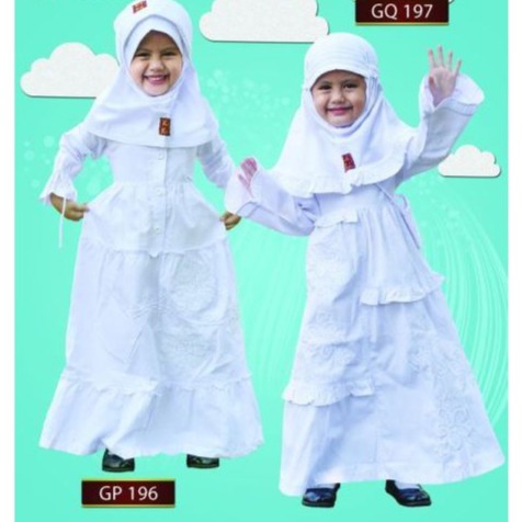 Gamis anak Keke putih bordir