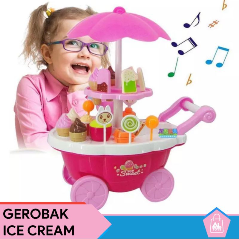 MAINAN ANAK CEWEK GEROBAK JUALAN ICE CREAM STORE ES KRIM FI540 SERIS