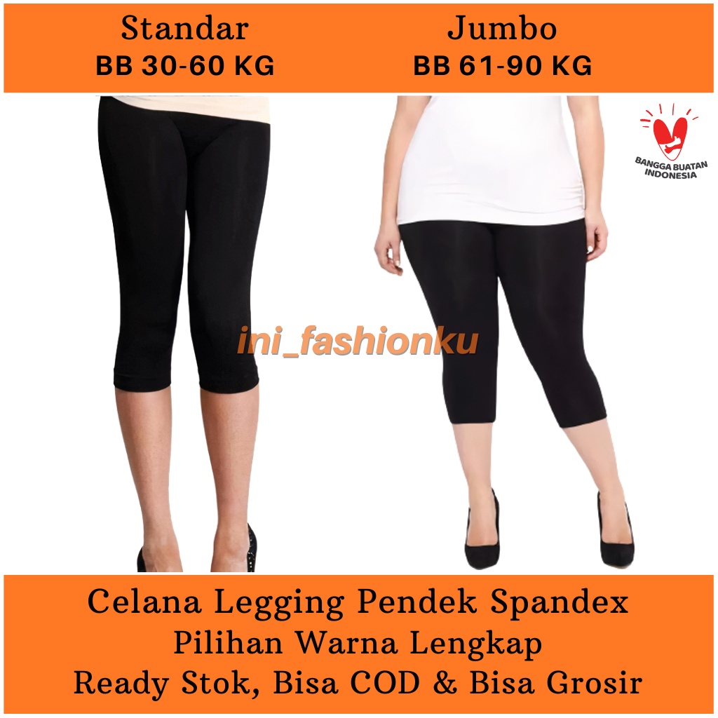 ( BISA COD ) Legging Pendek 3/4 Selutut Spandex Tebal Remaja ABG Dewasa Lejing Olahraga Fitness Senam Leging 3 4 Bawah Lutut adem Legging 3 per 4 BISA GROSIR