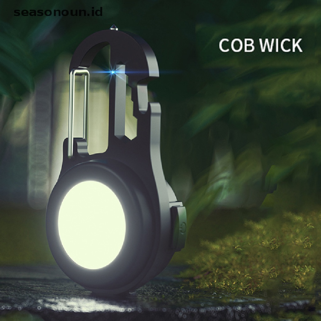 【seasonoun】 Multi-function COB Floodlight Outdoor Rechargeable Keychain Light Flashlight .