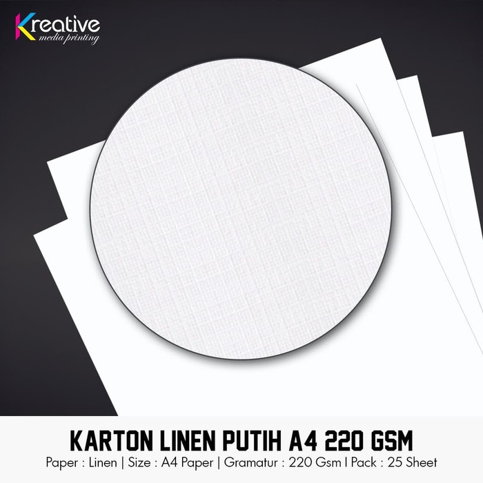 

Promo Kertas Karton Linen Putih (A4 / 220 gsm / 1 pack = 25 lbr) Elegan