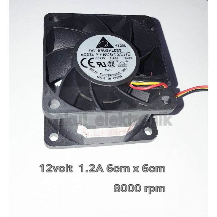FAN 12v  6CM  DELTA HIGH SPEED MAX 16.500RPM