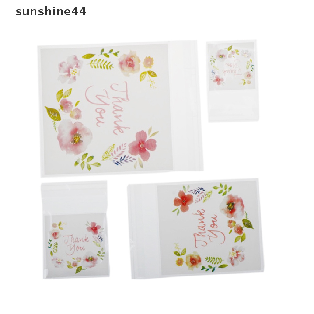 Sunshine 100pcs Kantong Plastik Permen / Kue / Biskuit Tulisan Thank You Dengan Perekat