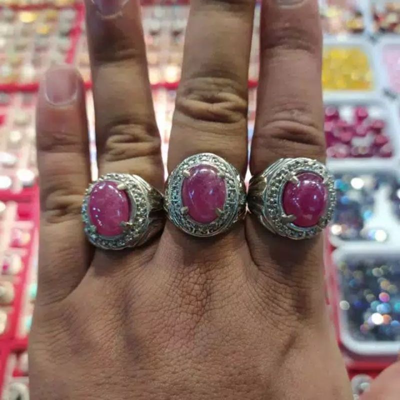 Cincin Batu Akik Ruby Birma Ring Alpaka (N)