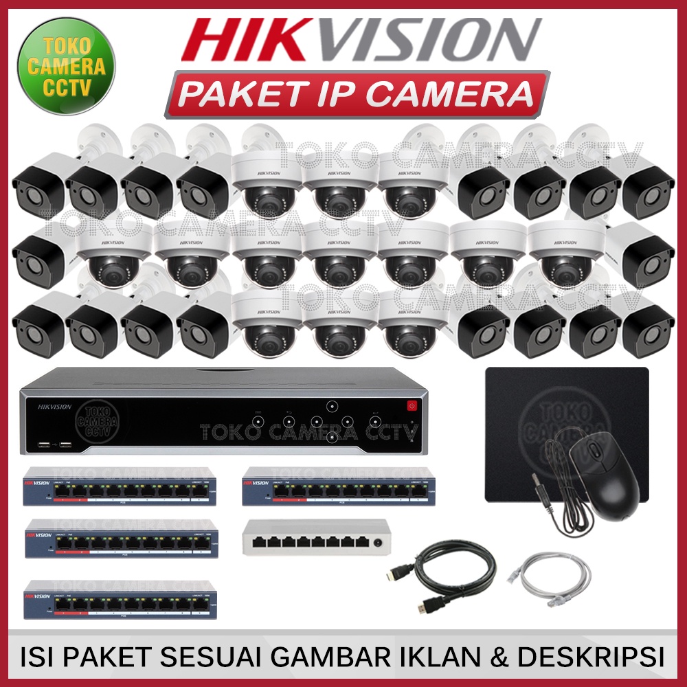 PAKET IP CAMERA HIKVISION 4MP 32 CHANNEL 31 KAMERA