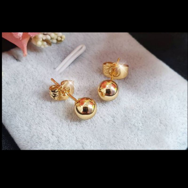 Xuping Anting Jurai Emas Motif Mutiara/ Anting Tusuk Bulat emas