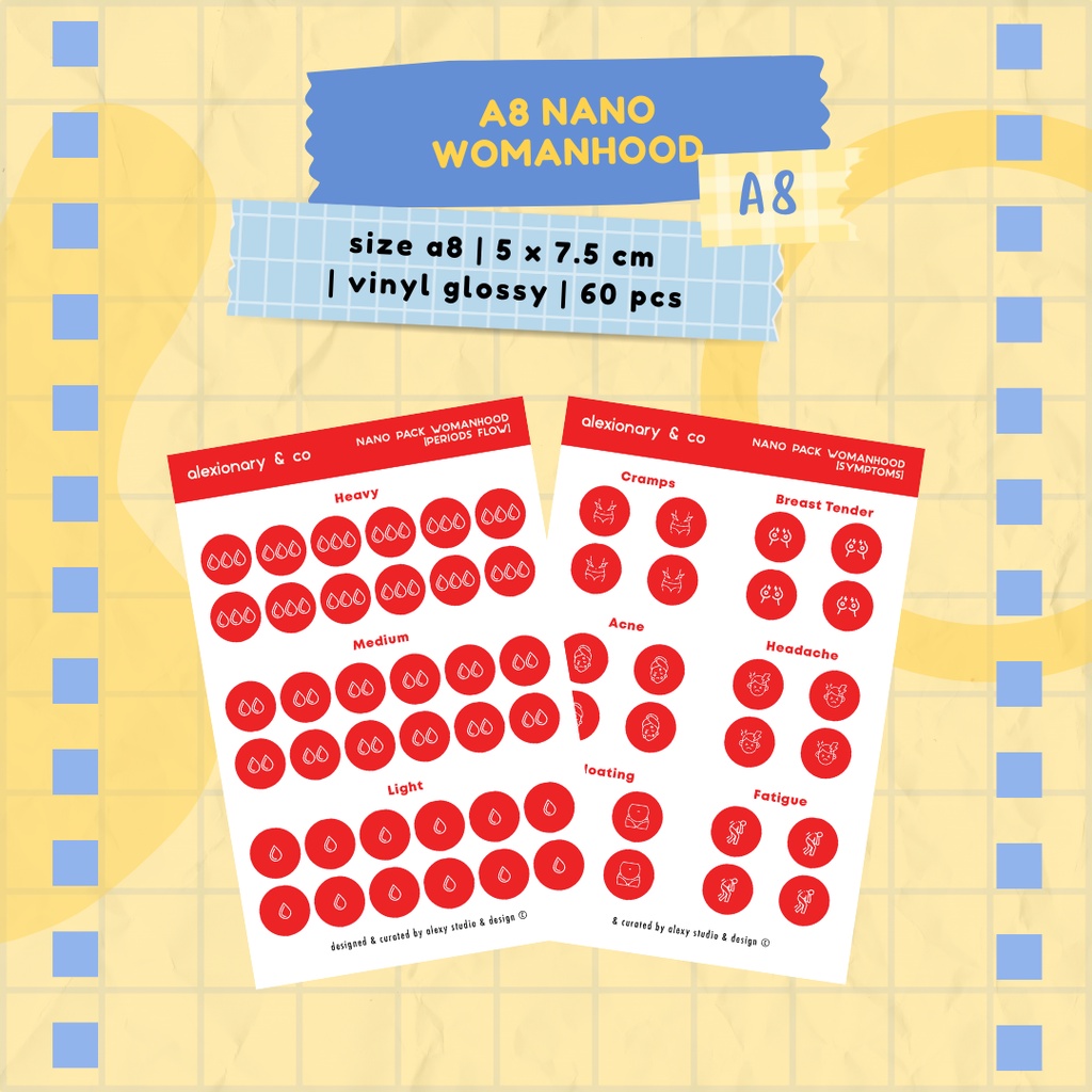 

Journal Planner Nano Pack Womanhood Sticker | A8 5 x 7.5 cm | stiker murah jurnal scrapbook planner mini kecil deco cute wanita perempuan kesehatan