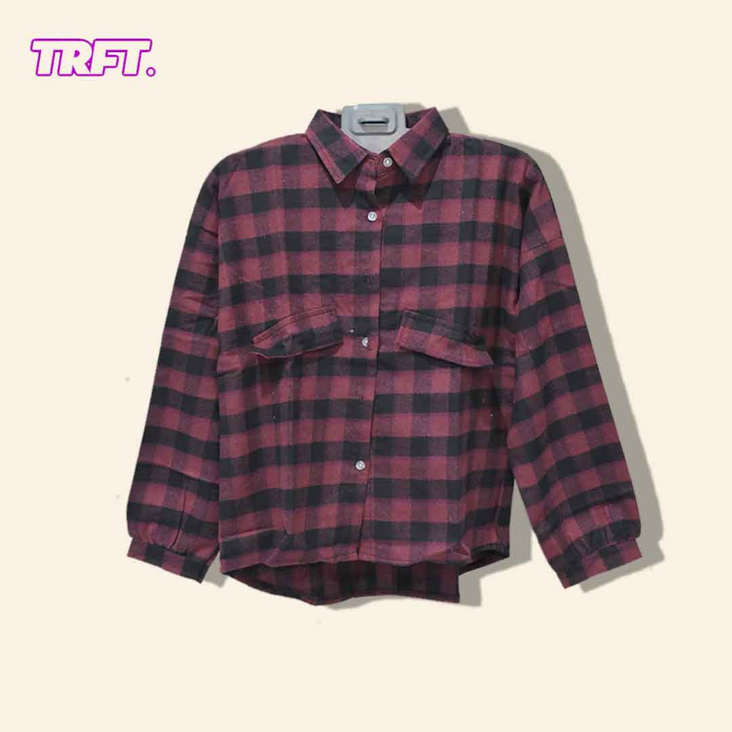 TRFT | Woman Red Long Sleeves Plaid Shirt