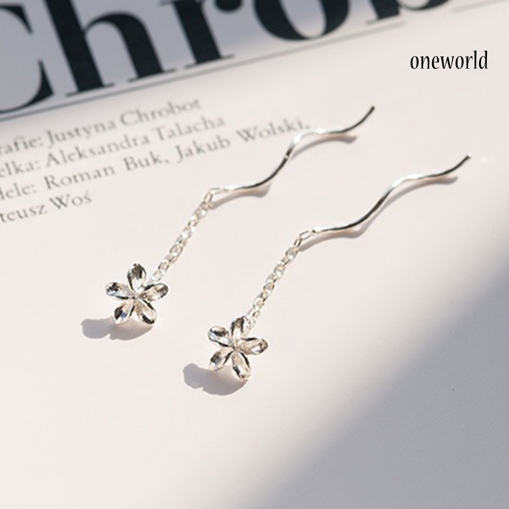 OW# 1 Pair Attractive Ladies Flower Earrings Decorative Long Dangle Dandelion Earrings for Daily Life