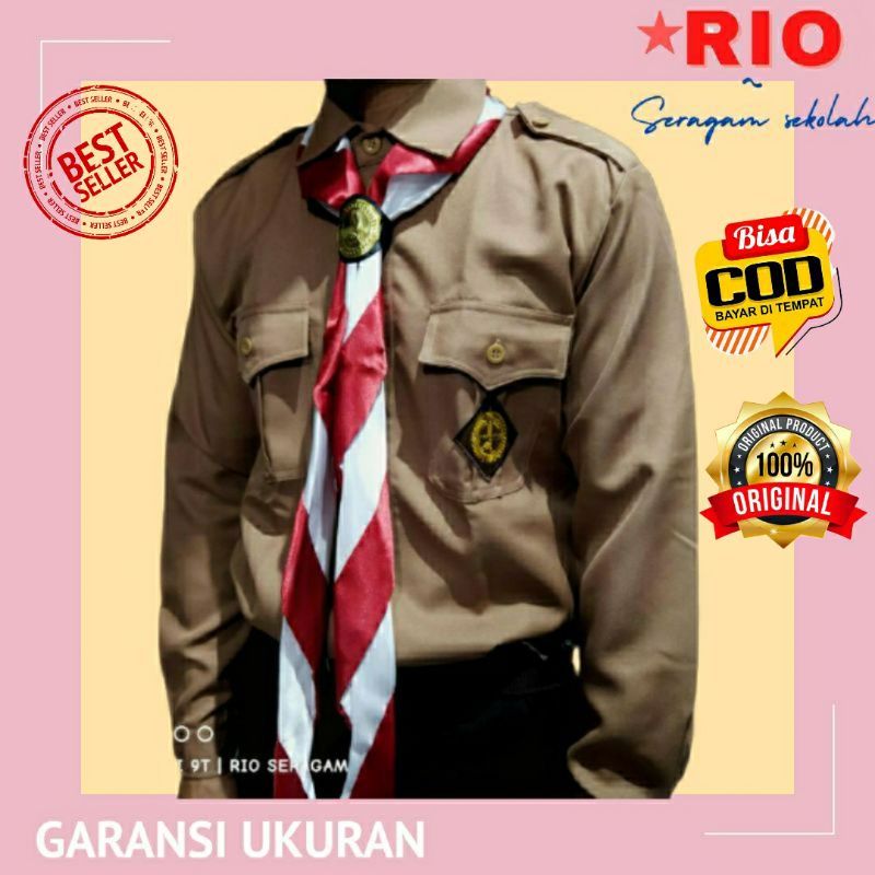 Baju pramuka guru/pembina laki laki  rafilo gabardin lengan panjang/pendek kemeja pramuka