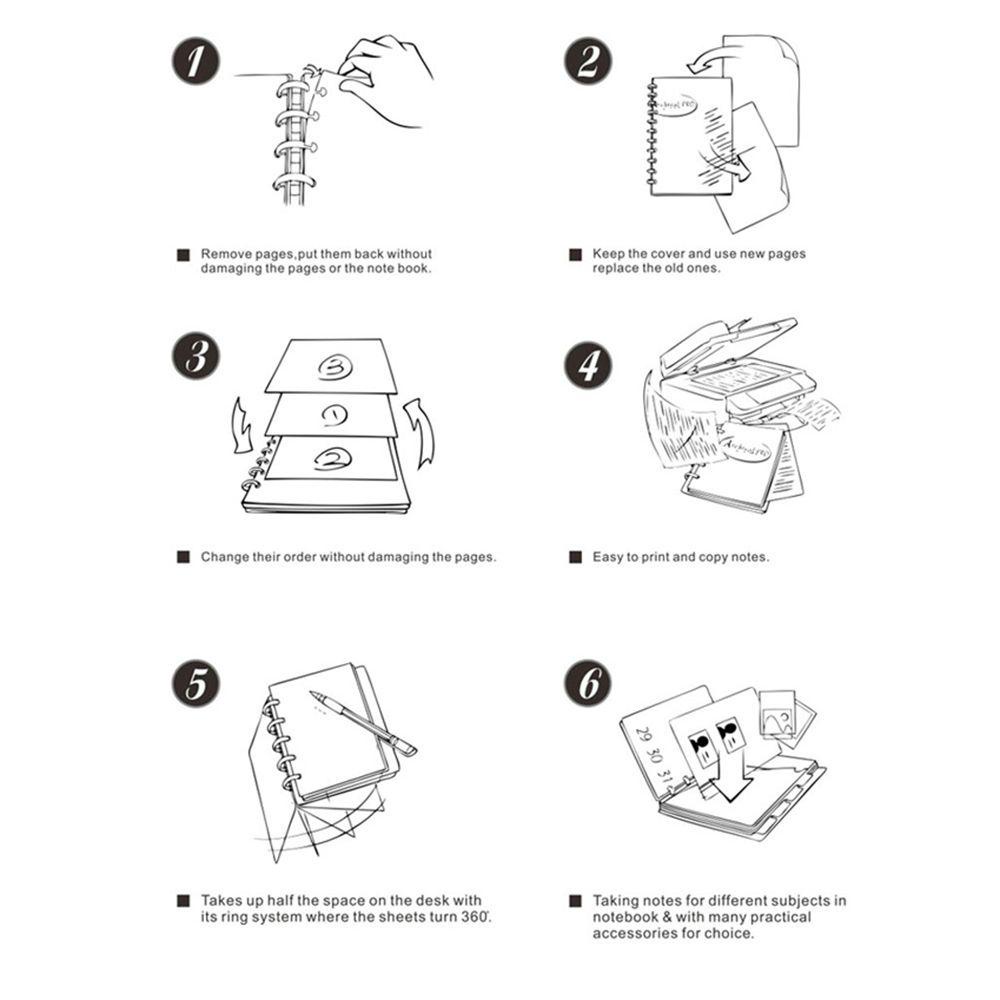 Agustinina Cover Notebook Perlengkapan Kantor Sekolah Planner Aksesoris Transparan Diary Index Pemisah Cincin Discs Binder Gesper Jamur Lubang Pengikat Ring