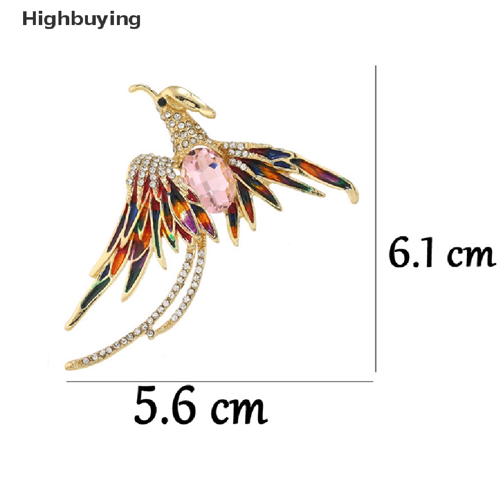 Hbid Bros Pin Enamel Desain Burung Phoenix Hias Kristal Untuk Pria / Wanita