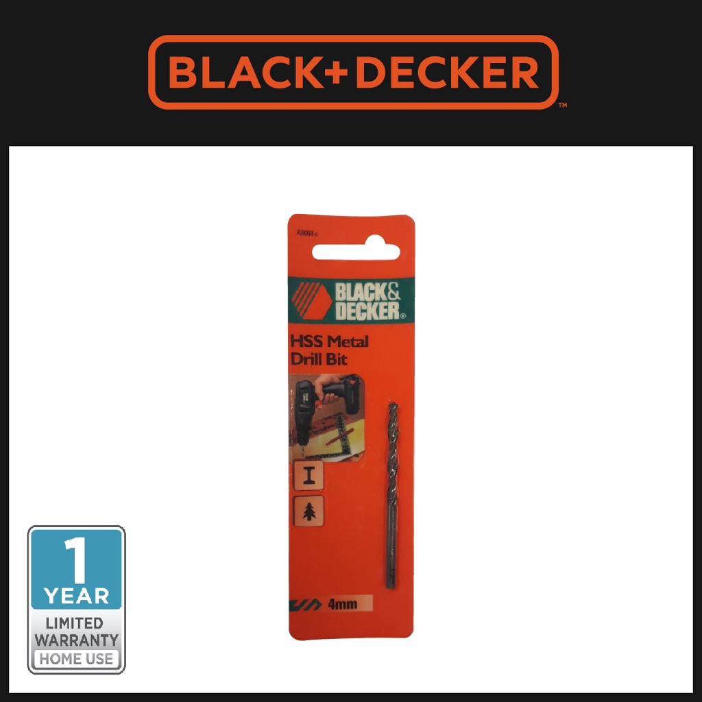 Black+Decker Mata Bor 4mm HSS Drill Bit Black (A8068)
