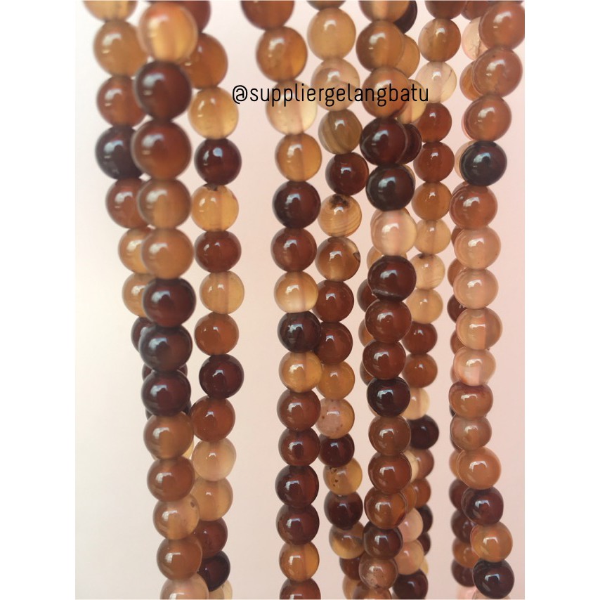 Brown Carnelian Cokelat Batu Perhiasan Fashion 6mm Akik Gelang Kalung Bacan Renteng Natural Akik