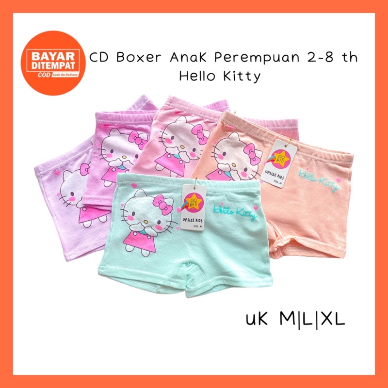 Termurah Pakaian CD Celana Dalam Boxer Anak Perempuan 2-10 Th Hello Kitty / CD Boxer Anak Hellokitty