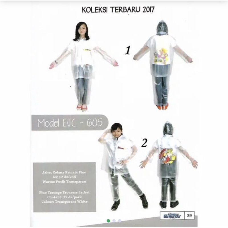 jas hujan anak remaja transparan elmondo Fino kode 605